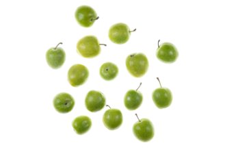 Green unripe plums